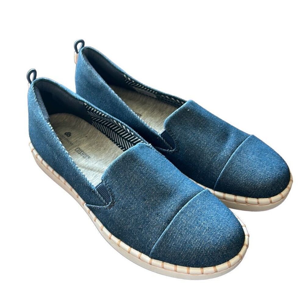 Clarks Step Cali Coast Denim Blue Slip On Loafers Comfort Casual Shoes